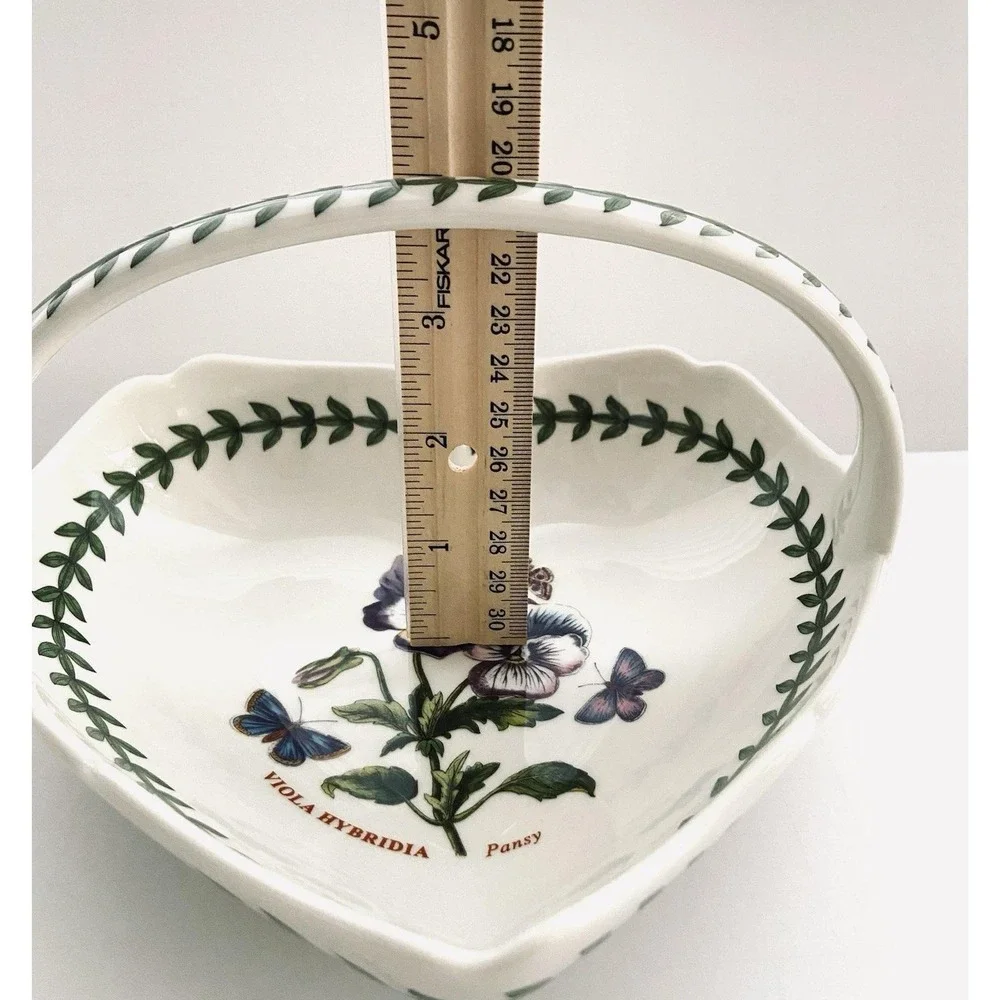 Portmeirion Botanic Garden Serving Dish Scalloped Basket Pansy Heart Shaped